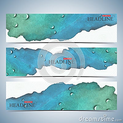 Set of watercolor horizontal backgrounds. Modern page website design template . Vector Illustration Vector Illustration