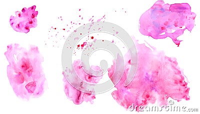 Set of Watercolor spots, stains, drops Stock Photo