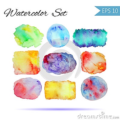 Set Watercolor-style vector spot illustration. Colorful element for design or print . Vector Illustration