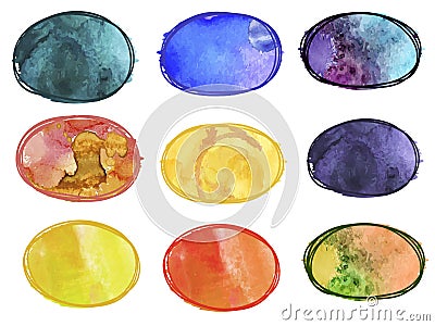 Set of watercolour backgrounds and frames Stock Photo