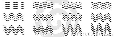 Set of wave lines. Wave ornament pattern. Set of wavy zigzag lines. Wave thin line background Vector Illustration