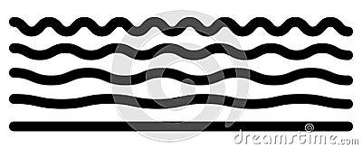 Set of wavy horizontal lines. Abstract curvy line, zigzag, criss cross.Collection of different levels isolated on white Vector Illustration