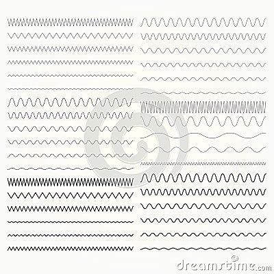 Set of wavy lines - zigzag borders collection Vector Illustration