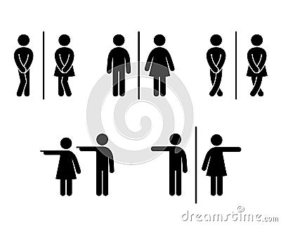 Set of WC sign Icon Vector Illustration on the white background. Vector man Vector Illustration