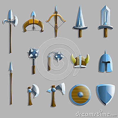 Set of weapon icons. Vector illustration. Vector Illustration