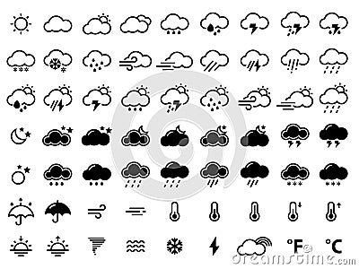 Set of weather icons Vector Illustration