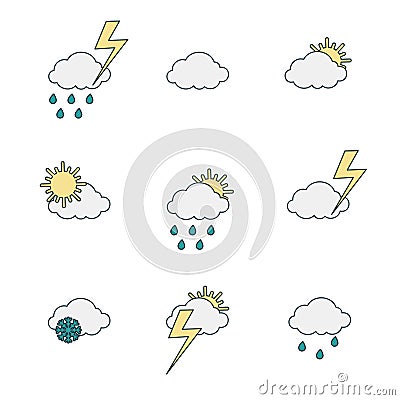 set of weather icons Vector Illustration