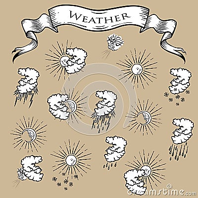 Set of weather icons Vector Illustration