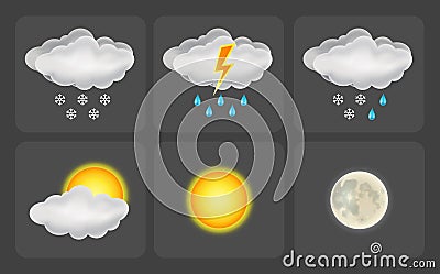 Set of weather icons. Vector illustration Vector Illustration