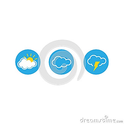 Set of weather vector icons. Vector illustration. EPS 10 Cartoon Illustration