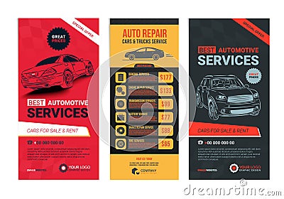 A Set of web Automotive services banners collection layouts. Vector Illustration