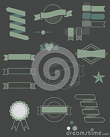 Set of web badge, ribbons and labels icons Vector Illustration
