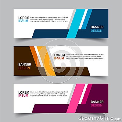 Set of 3 web banner campaign template with different color variants and settings in one template. Modern abstract design for Stock Photo