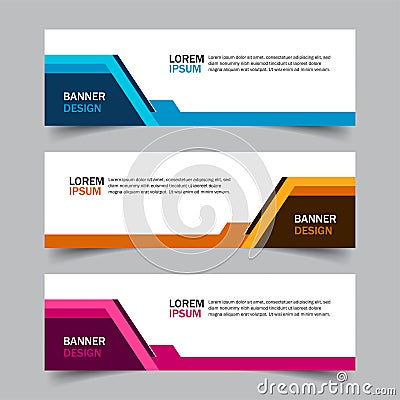 Set of 3 web banner campaign template with different color variants and settings in one template. Modern abstract design for Stock Photo