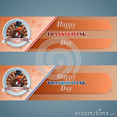 Set of web banner for Happy Thanksgiving Vector Illustration