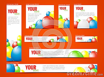 Set of web banners with balloons Vector Illustration