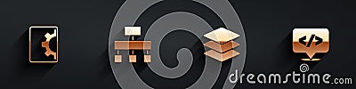 Set Web development, Site map, Layers and Front end icon with long shadow. Vector Stock Photo
