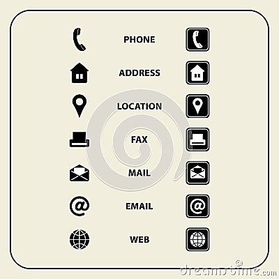 Set of web icons for Business cards, finance and communication Vector Illustration