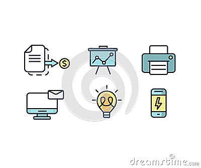 Set of web icons flat design for business, finance and communication. Vector illustration. Cartoon Illustration