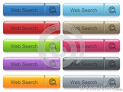 Set of web search glossy captioned menu buttons with engraved icons Stock Photo