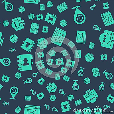 Set Website and envelope, Location and mail and e-mail, Address book and Chat messages notification on monitor on Vector Illustration