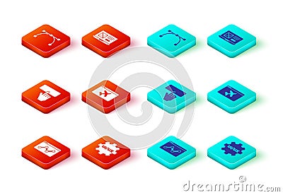 Set Website statistic, UI or UX design, Keyboard, template, and Bezier curve icon. Vector Vector Illustration