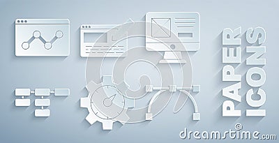 Set Website statistic, UI or UX design, Site map, Bezier curve, and icon. Vector Stock Photo