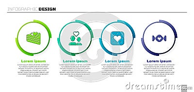 Set Wedding cake, Lover couple, Heart and Candy. Business infographic template. Vector Vector Illustration