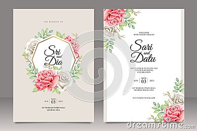 Set of wedding card template with floral frame multi purpose Vector Illustration