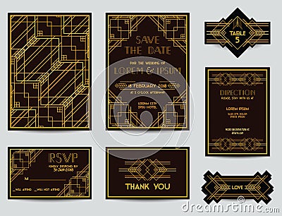 Set of Wedding Cards Vector Illustration