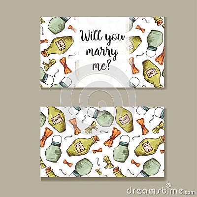 Set of wedding invitations. Wedding cards template with individual concept. Design for invitation, thank you card, save Vector Illustration