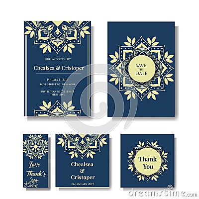 Set weeding invitation social media Vector Illustration