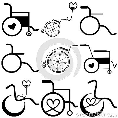 Set of Wheelchair. Vector wheelchair icon. Attractive and Beautifully or Faithfully Designed Wheelchair Icon. Wheelchair, handicap Vector Illustration