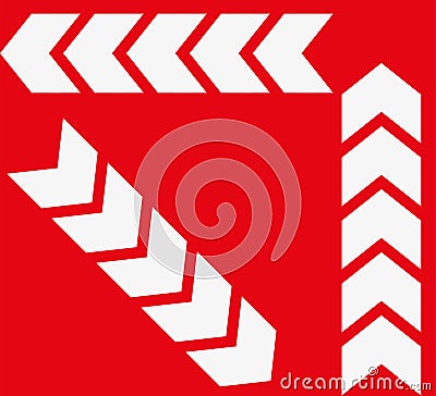 Set of white arrows on red background. Direction indicator.. Vector Illustration