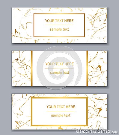 Set of white, black and gold banners templates. Modern abstract Vector Illustration