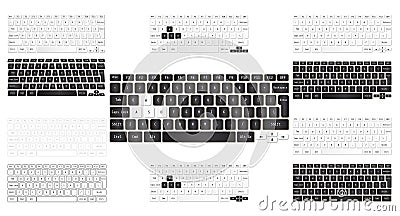 Set of white and black modern laptop keyboards Vector Illustration