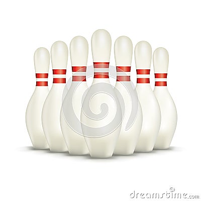 Set of on White Bowling Pins Vector Illustration