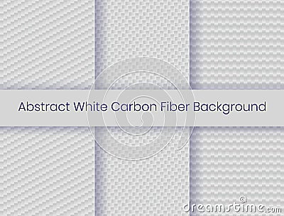 Set of White Carbon fiber background, Carbon fiber and kevlar texture background. seamless pattern collections vector Vector Illustration