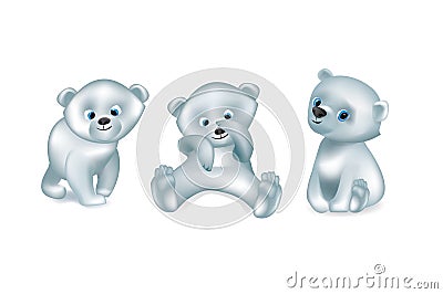 Set of white cute bears vector isolated Vector Illustration