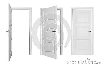 Set of white doors Stock Photo