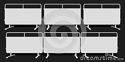 Set of white full plate steel barrier on transparent background Vector Illustration