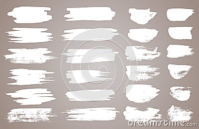 Set of white ink vector stains. Vector black paint, ink brush stroke, brush, line or round texture. Dirty artistic Vector Illustration