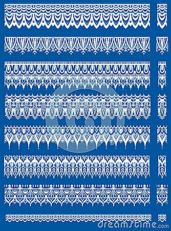 Set of white lace borders Vector Illustration