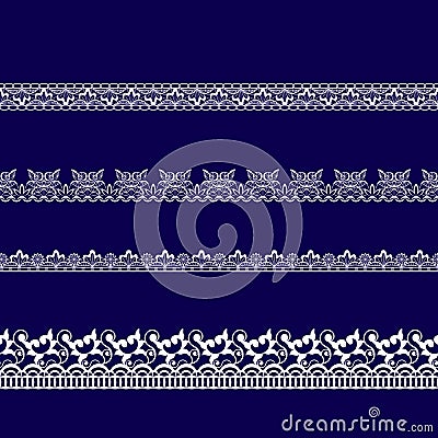Set of white lace ribbons Vector Illustration