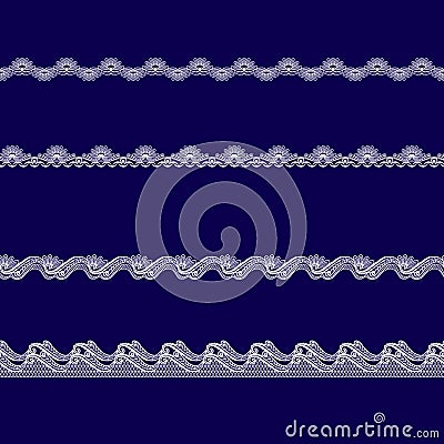 Set of white lace ribbons Vector Illustration