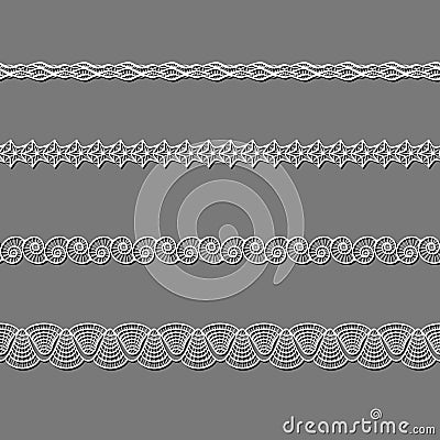 Set of white lace ribbons Vector Illustration