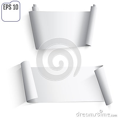 Set of white paper stickers on white Vector Illustration