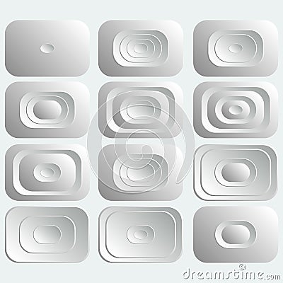 Set of white rectangular buttons . Vector Illustration