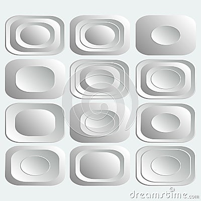 Set of white rectangular buttons for internet Stock Photo