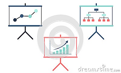 Set of whiteboard vectors with charts and graphics for infographics Vector Illustration